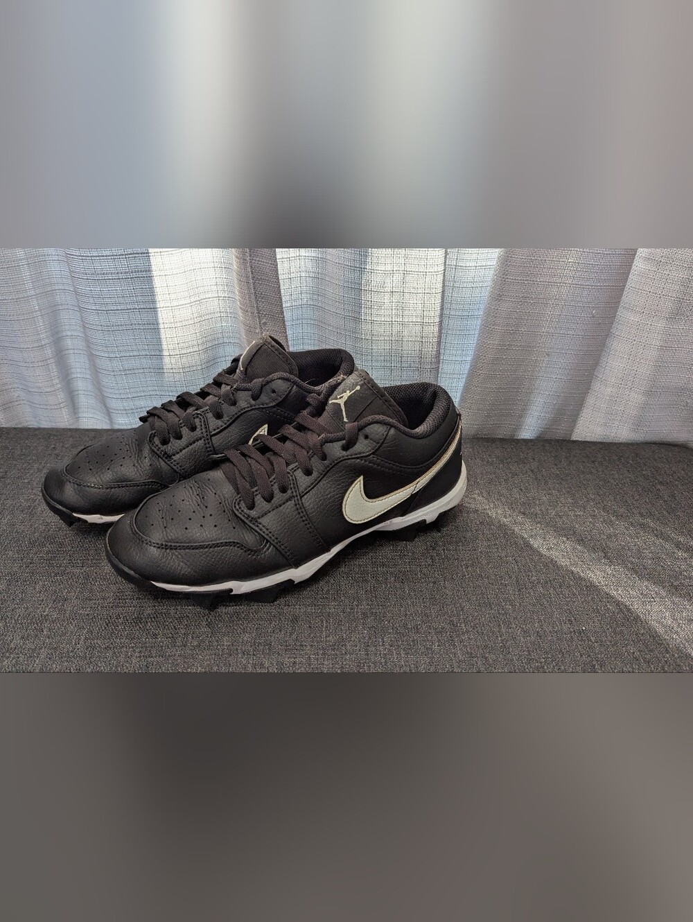 Jordan Air Jordan 1 Baseball Cleats Shoes Youth Size 6Y Black White HF6885-001